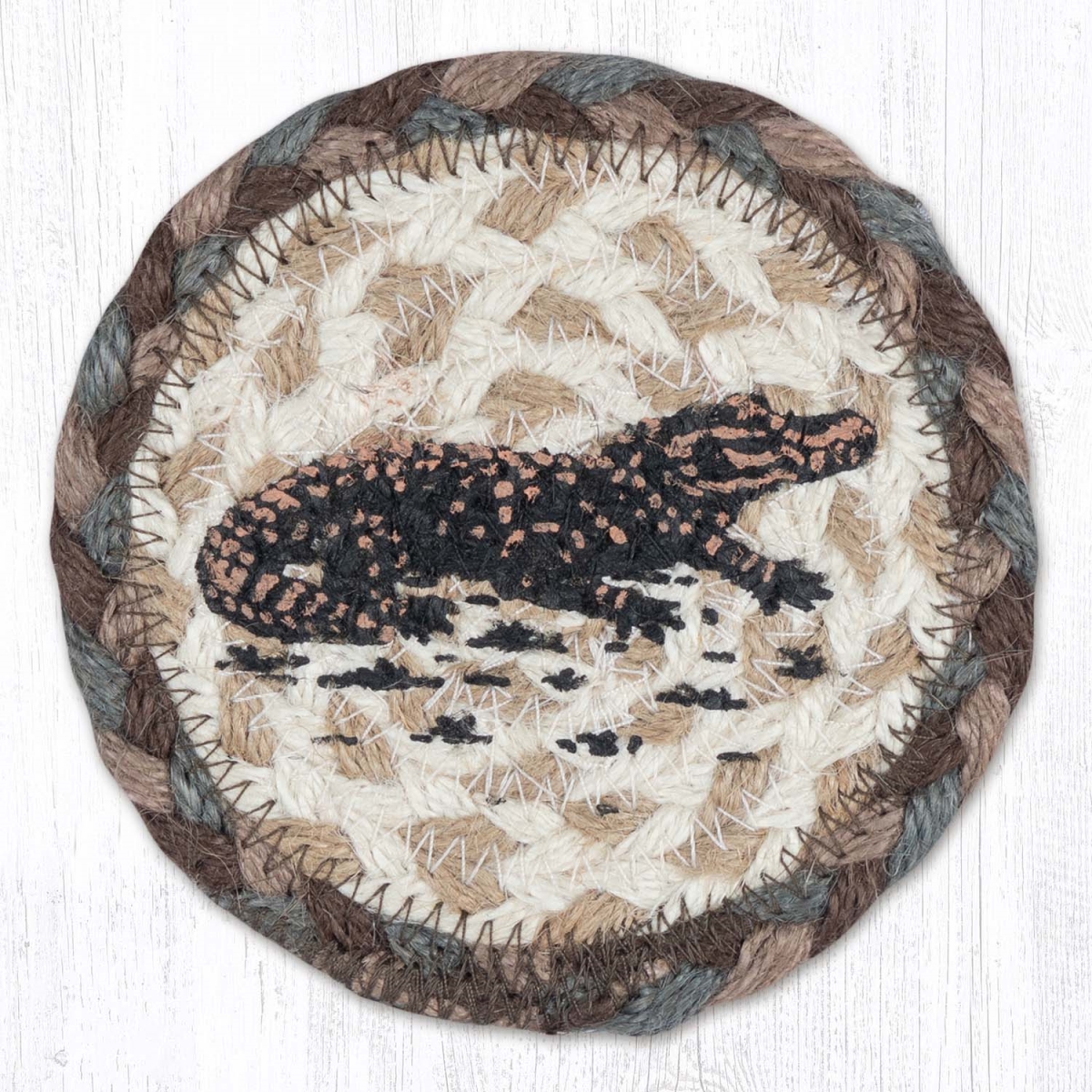 Picture of Earth Rug 31-IC895A 5 x 5 in. Alligator Printed Braided Coaster, Multi Color