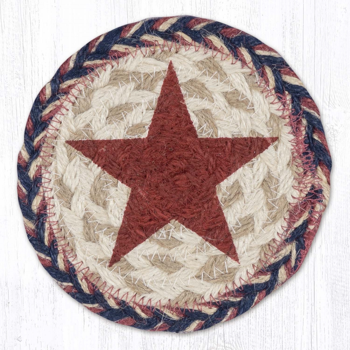 Picture of Earth Rug 31-IC9-926RS 5 x 5 in. Red Star Printed Braided Coaster, Multi Color