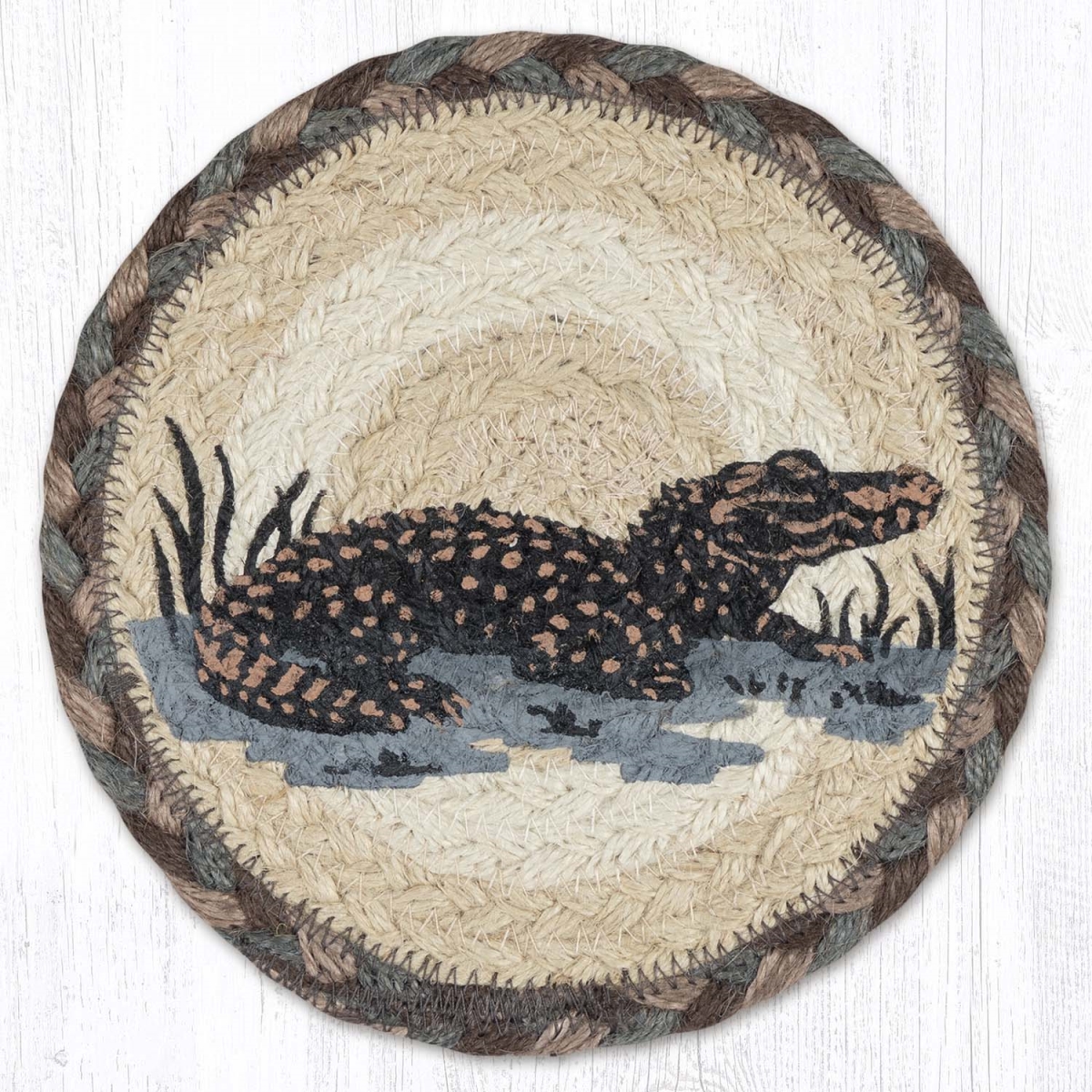 Picture of Earth Rug 79-895A 7 x 7 in. Alligator Braided Round Large Coaster, Multi Color