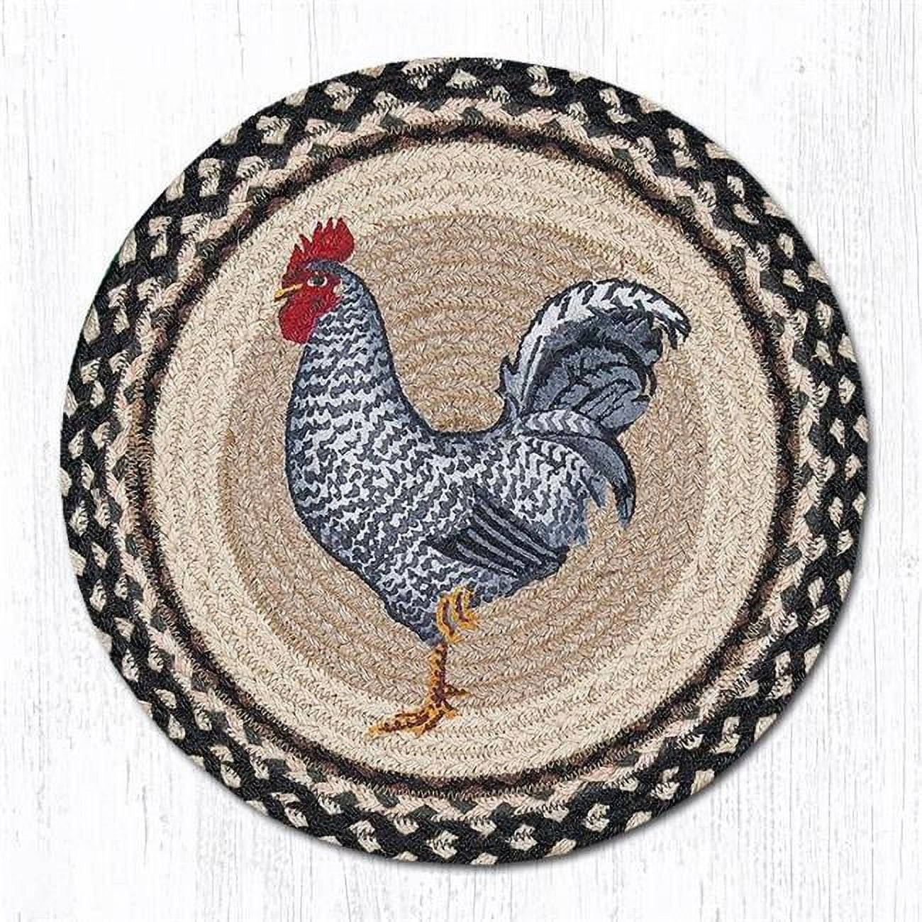 15 in. Rooster Round Printed Placemat Rug