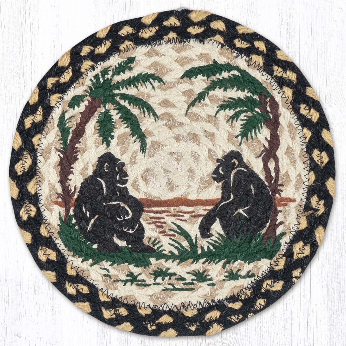 Picture of Earth Rug 80-123GS 10 x 10 in. MSPR-123 Gorilla Silhouettes Printed Braided Round Trivet&#44; Multi Color
