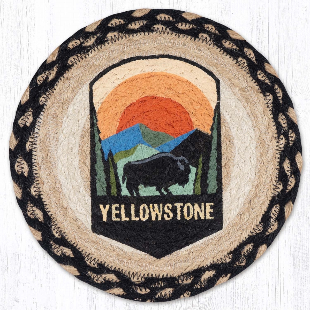 Picture of Earth Rug 80-430YNP 10 x 10 in. MSPR-430 Yellowstone National Park Printed Braided Round Trivet&#44; Multi Color