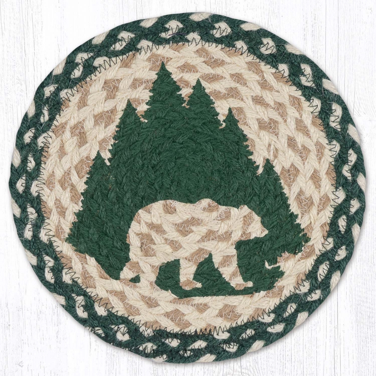 Picture of Earth Rug 80-505TLG 10 x 10 in. MSPR-505 Tree Line Grizzly Printed Braided Round Trivet&#44; Multi Color