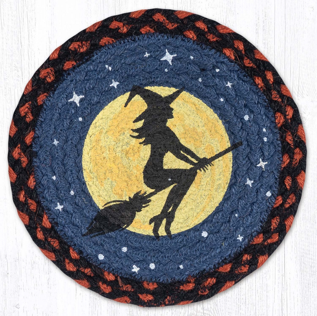 Picture of Earth Rug 80-590FW 10 x 10 in. MSPR-590 Flying Witch Printed Braided Round Trivet&#44; Multi Color