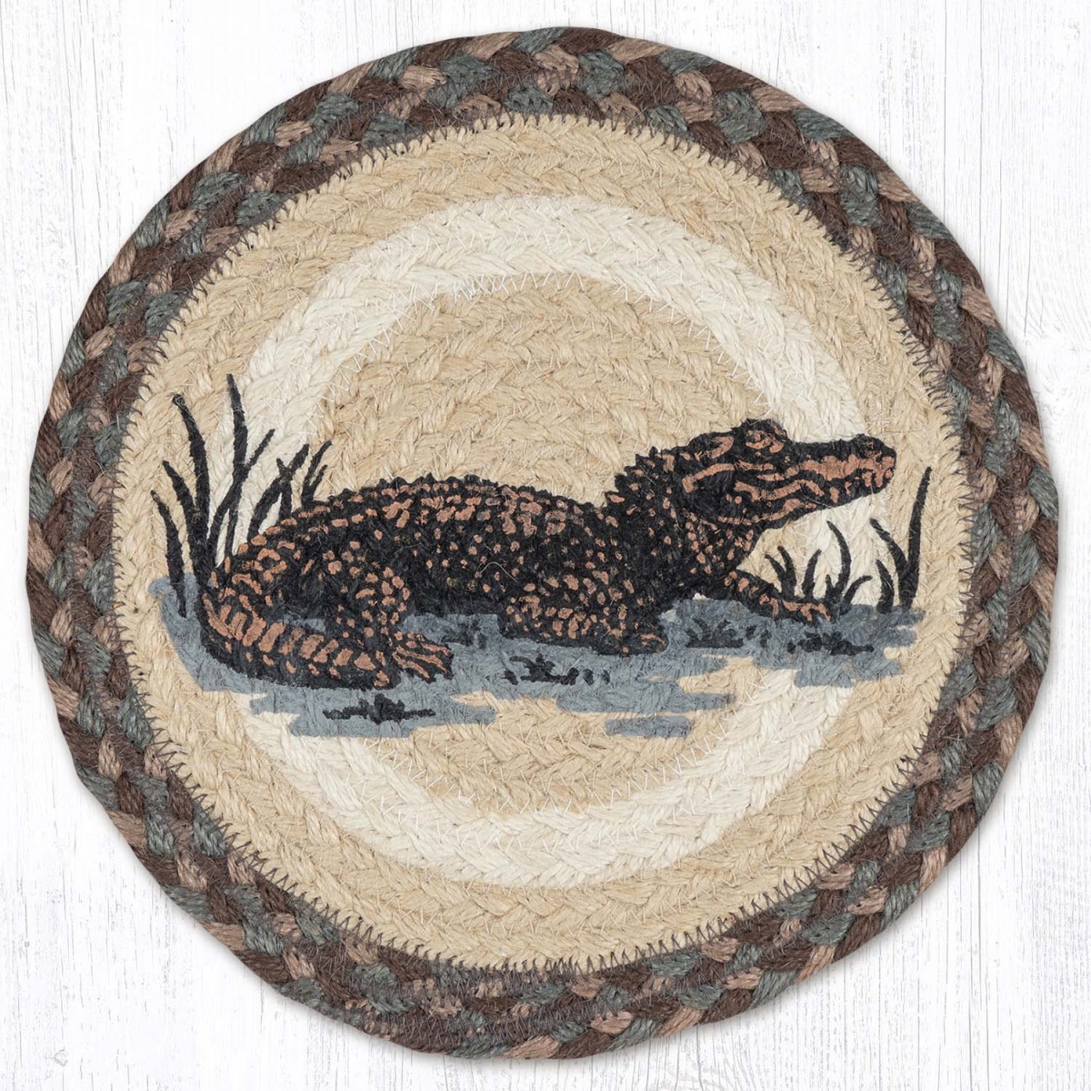 Picture of Earth Rug 80-895A 10 x 10 in. MSPR-895 Alligator Printed Braided Round Trivet, Multi Color