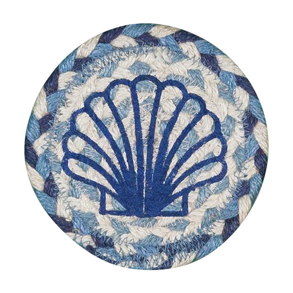 5 in. Blue Scallop Individual Coaster Rug