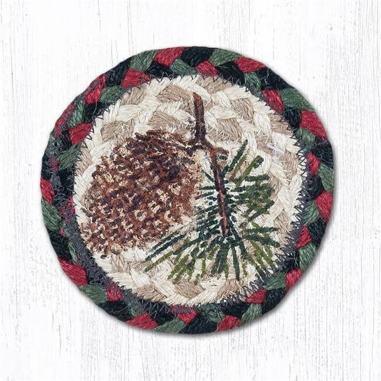 5 in. Pinecone Individual Round Printed Coaster Rug