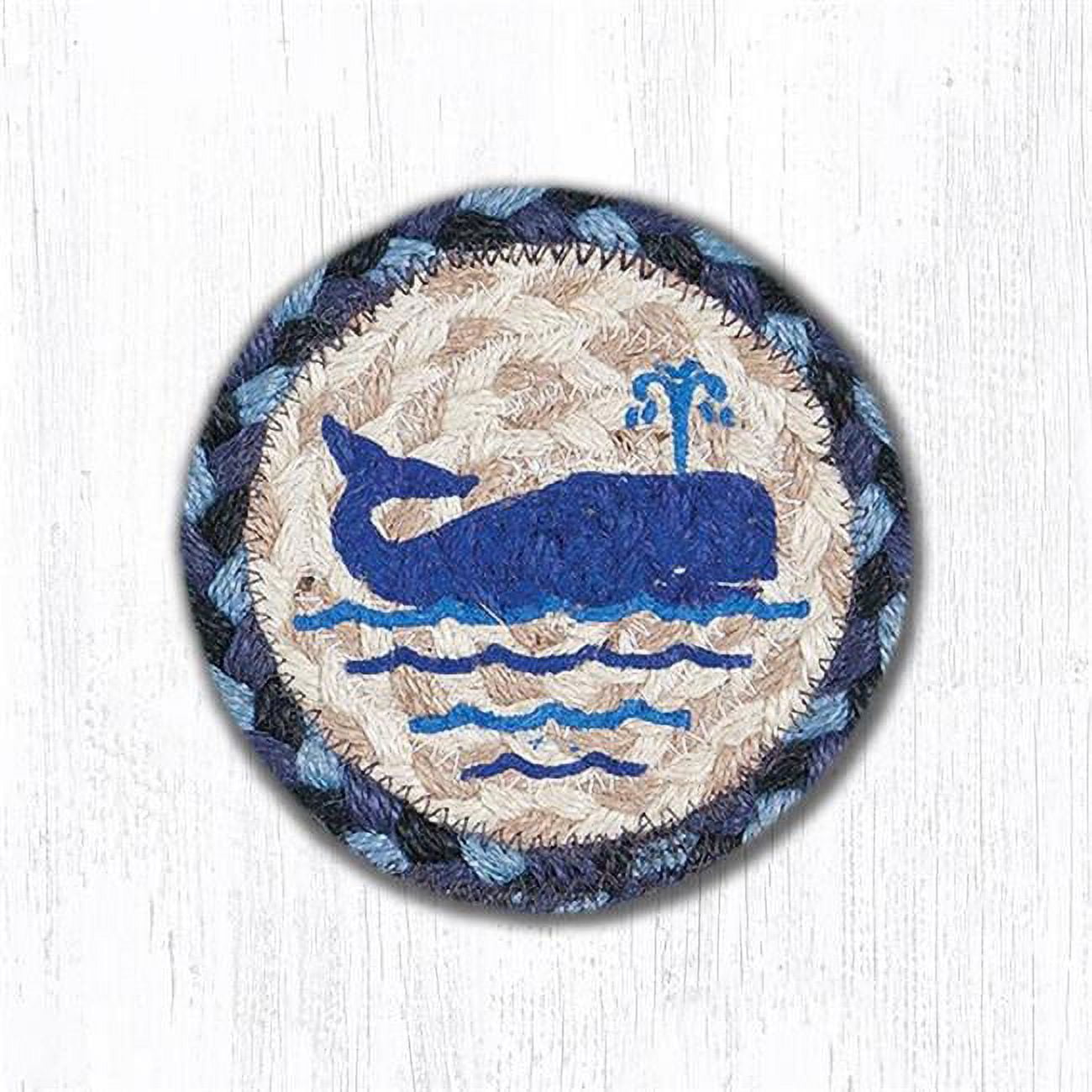 5 in. Whale Individual Round Printed Coaster Rug