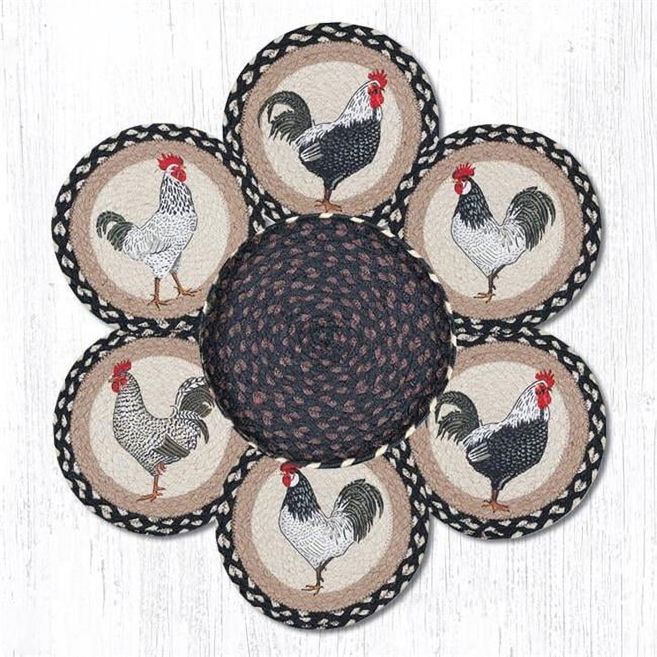 10 in. Roosters Jute Trivets in a Basket