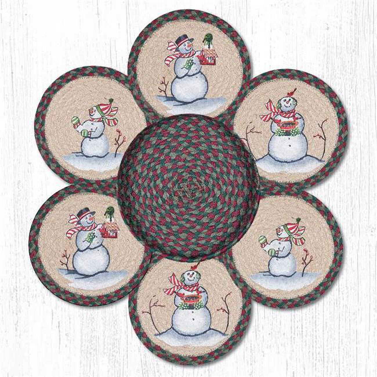 Picture of Capitol Importing 56-508S 10 in. Snowman Jute Trivets in a Basket
