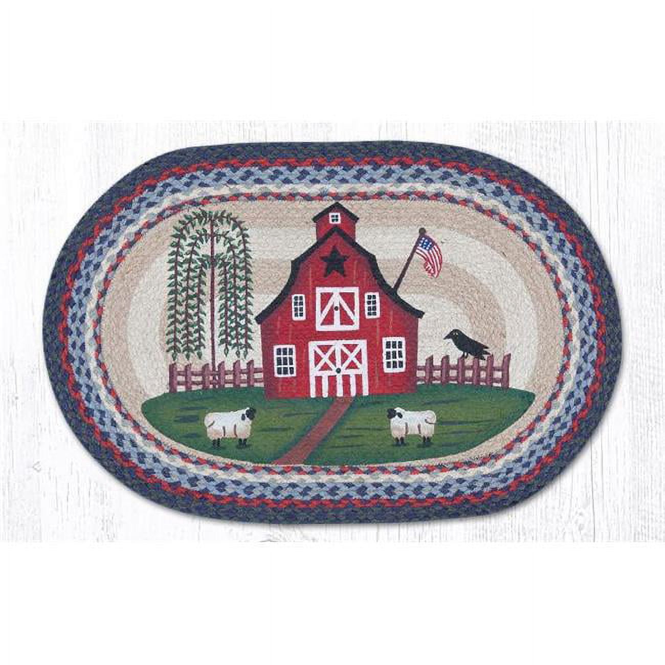 Capitol Importing  Barn Scene Oval Patch Rug