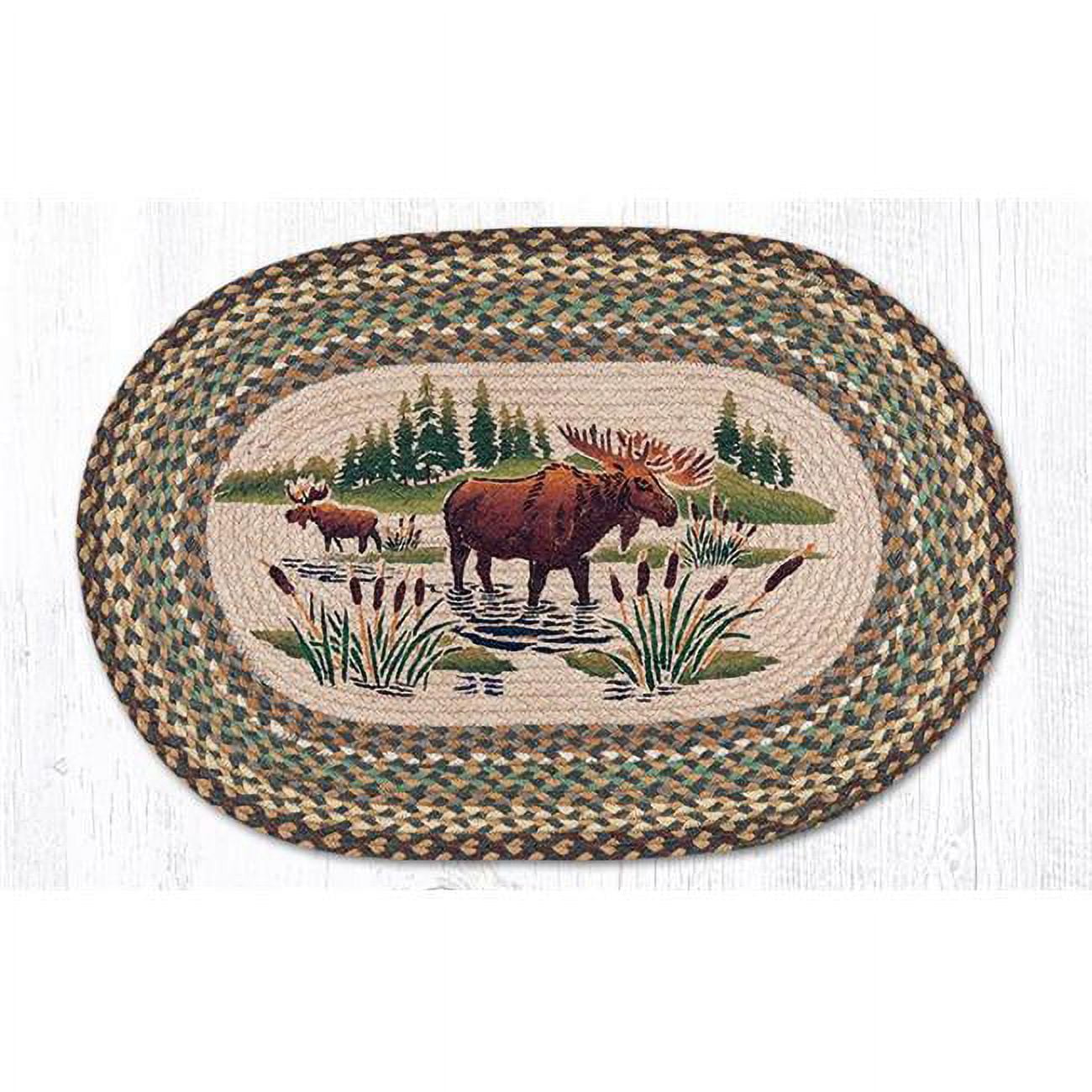 Capitol Importing  20 x 30 in. Moose Wading Oval Patch Rug