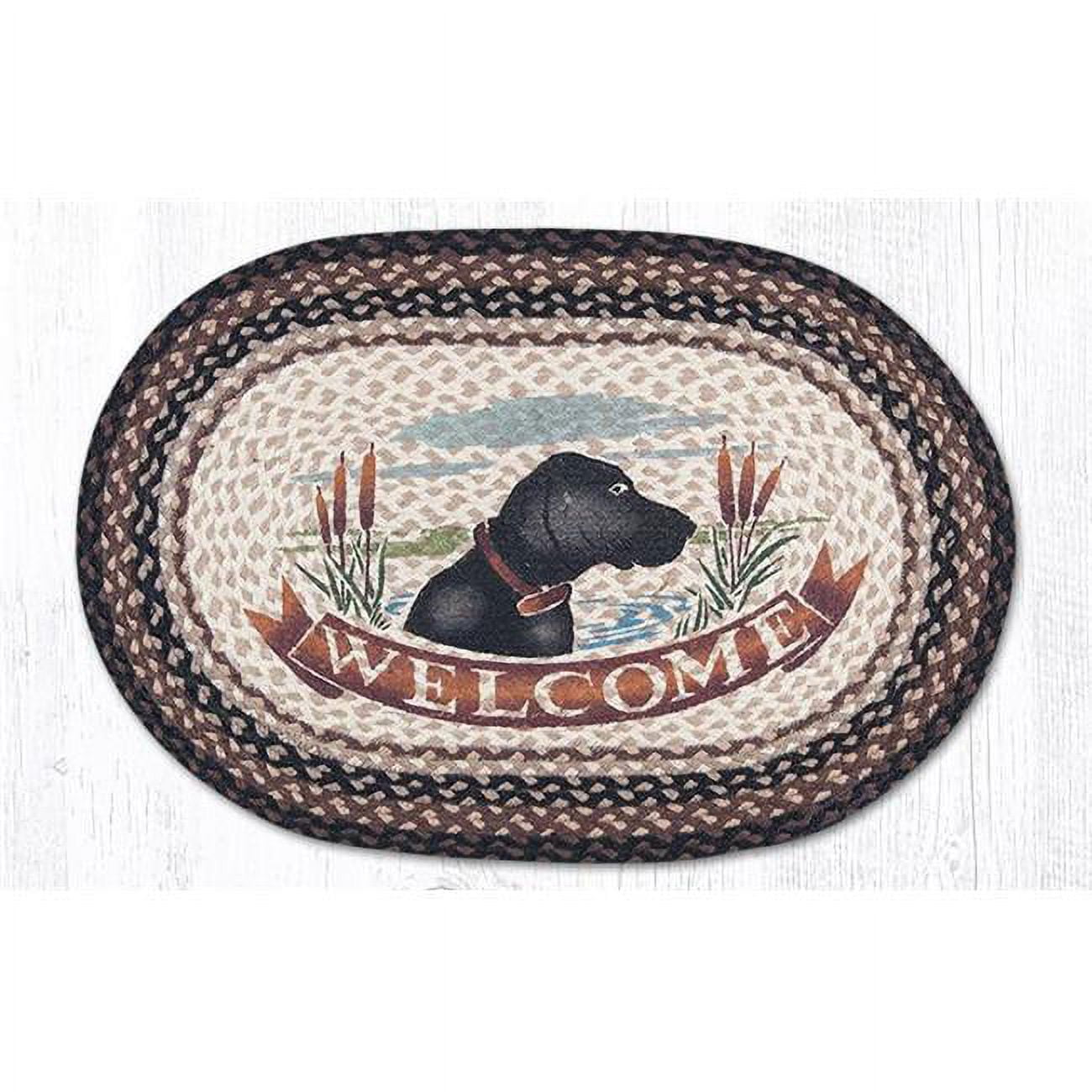 Capitol Importing  20 x 30 in. Welcome Dog Oval Patch Rug