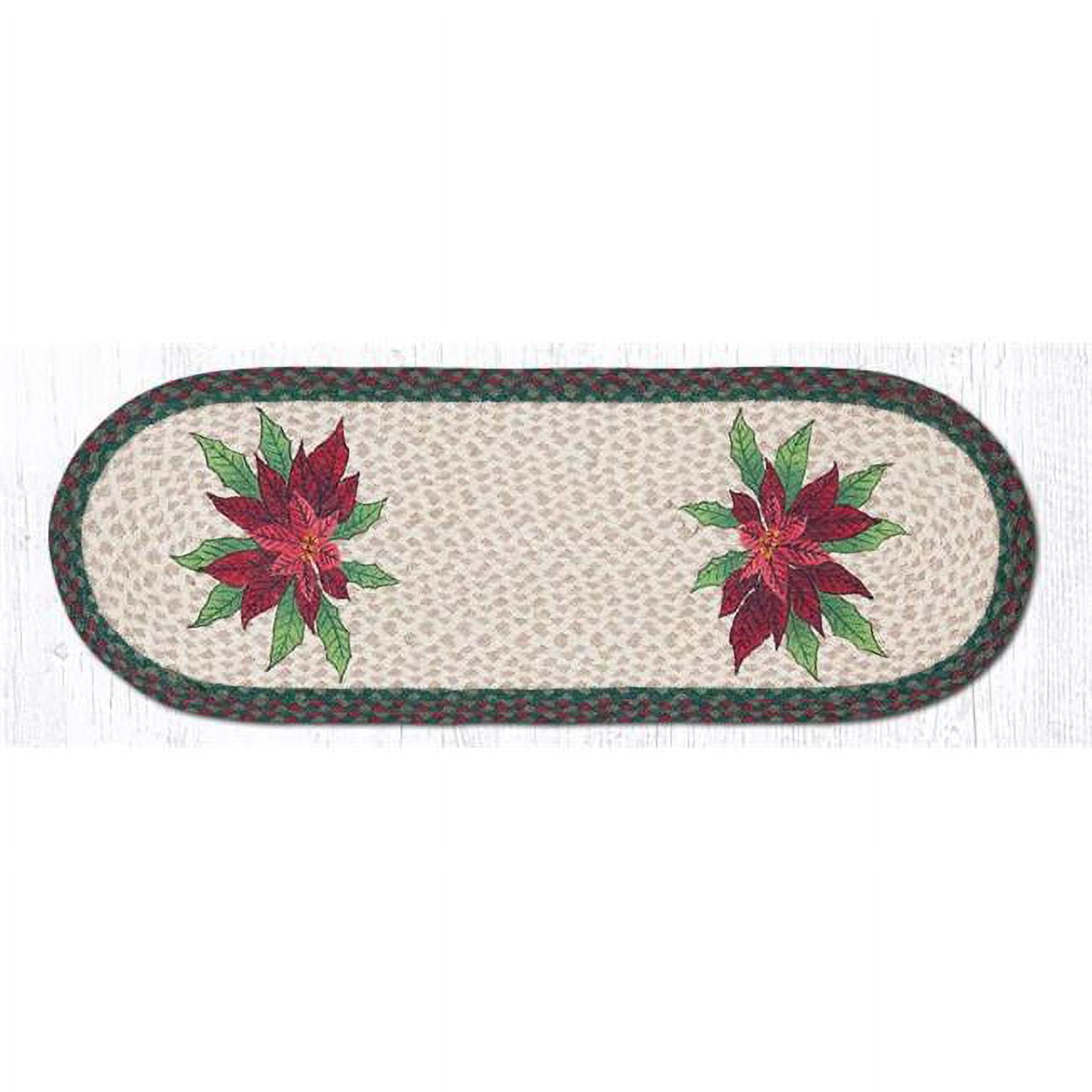 Picture of Capitol Importing 68-508P Poinsettia Oval Patch Runner Rug&#44; 13 x 36 in.