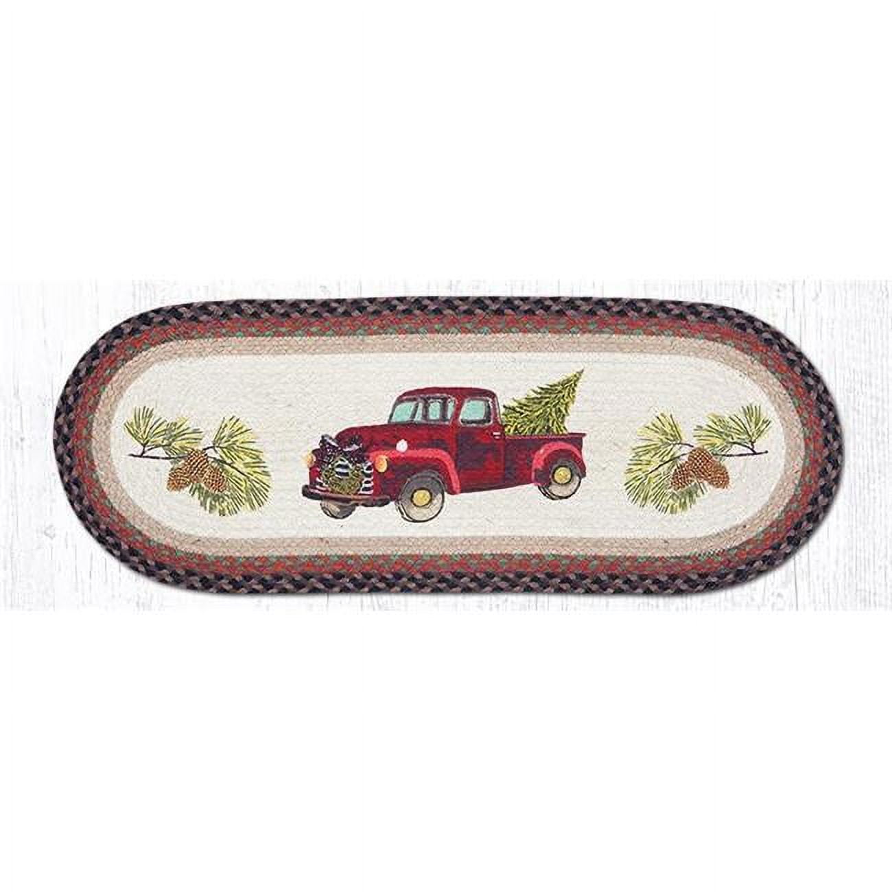 Picture of Capitol Importing 68-530CT Christmas Truck Oval Patch Runner Rug&#44; 13 x 36 in.