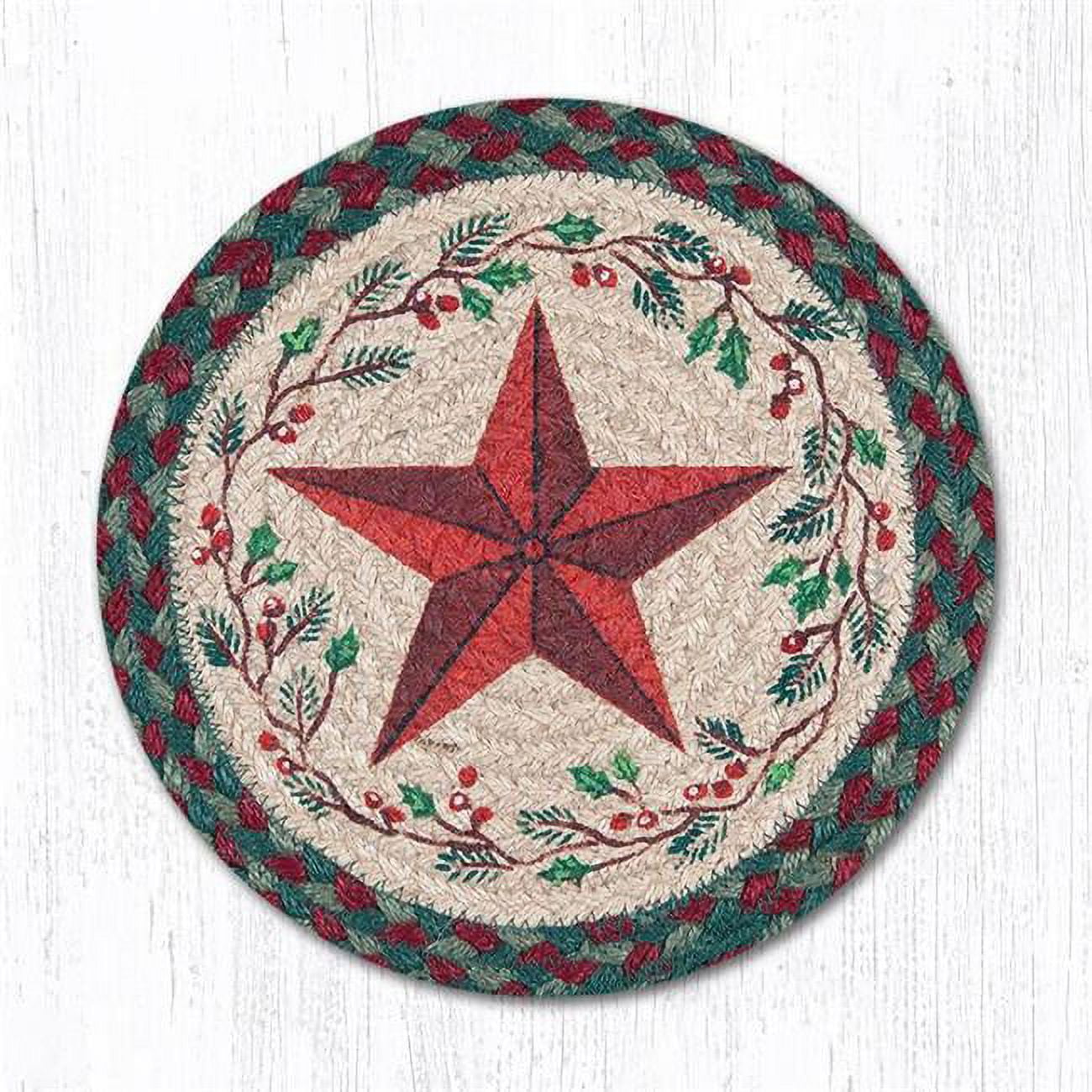Holiday Barn Star Printed Swatch Round Rug, 10 x 10 in.