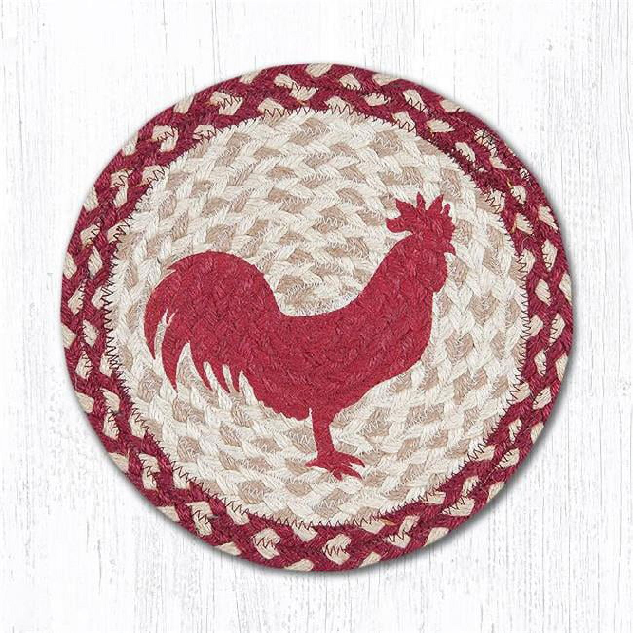 Red Rooster Printed Swatch Round Rug, 10 x 10 in.