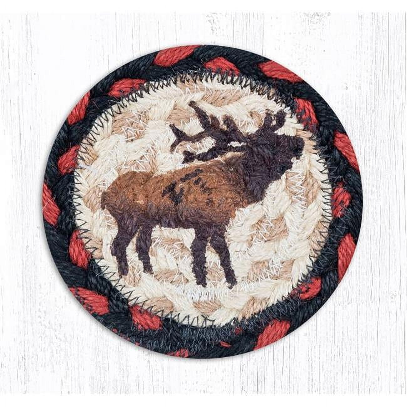 Picture of Capitol Importing 31-IC319WE 5 in. Jute Round Winter Elk Printed Coaster