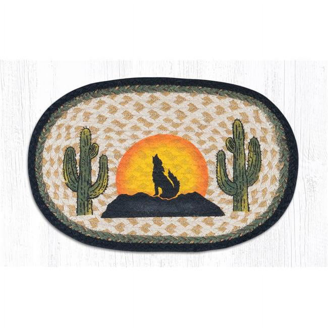 10 x 15 in. Jute Oval Coyote Silhouette Printed Swatch