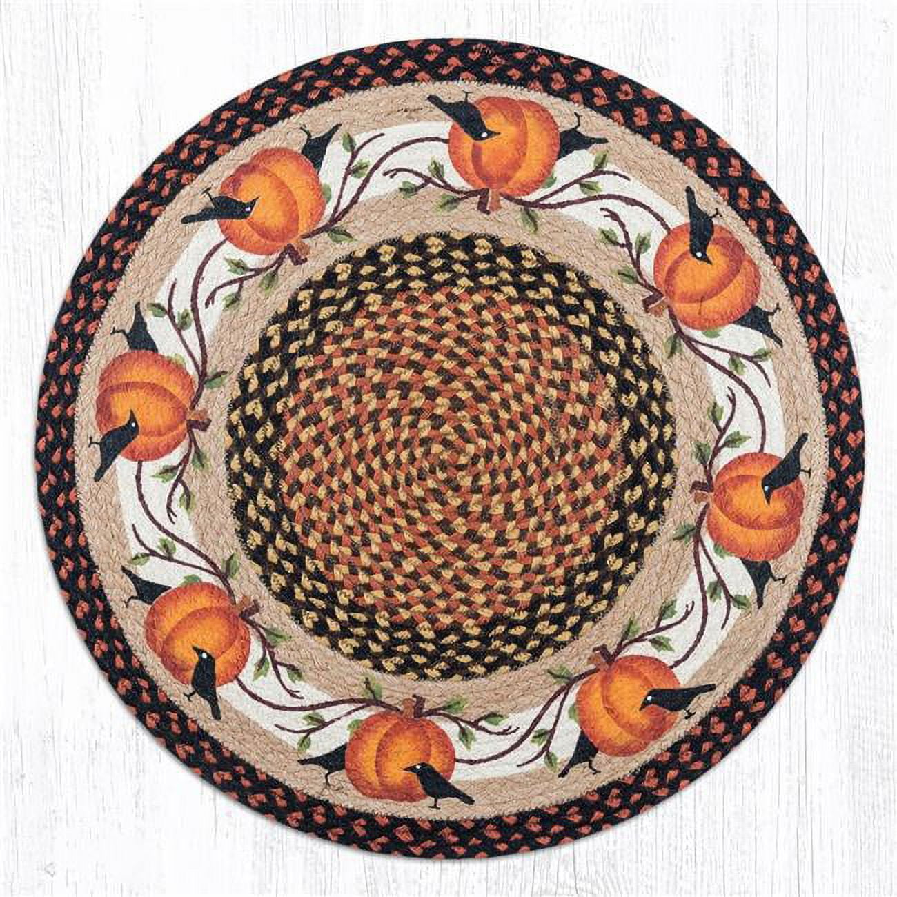 27 x 27 in. Jute Round Pumpkin Crow Patch
