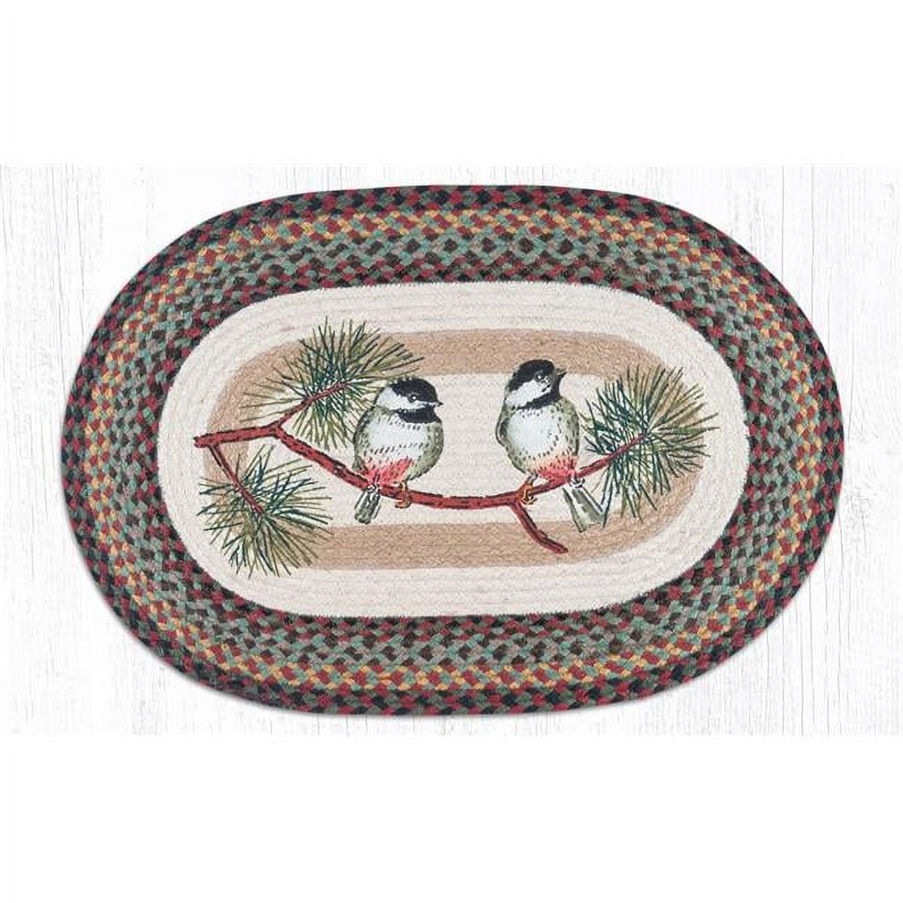 Capitol Importing  20 x 30 in. Jute Oval Chickadee Patch