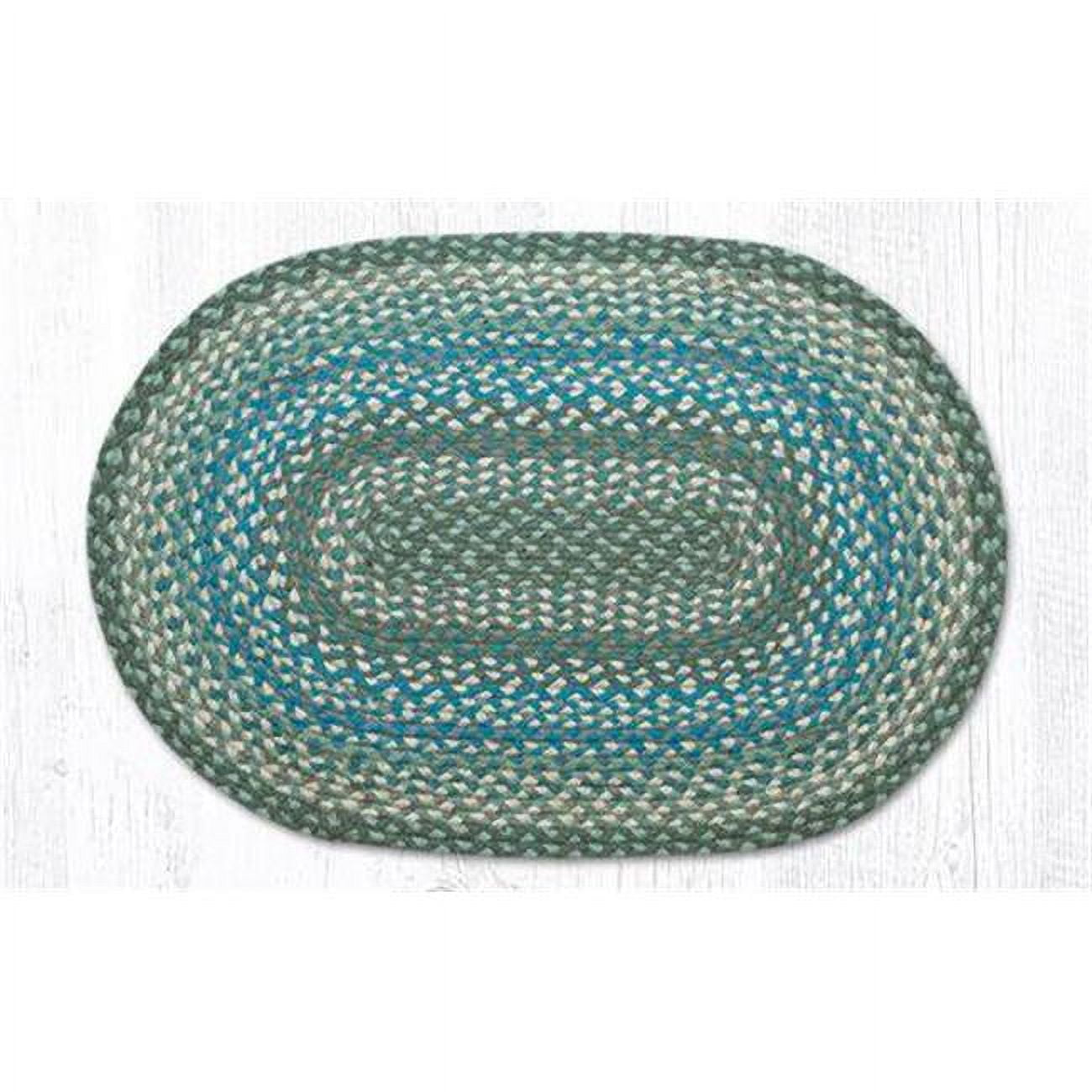 2 x 8 ft. Jute Oval Braided Rug - Sage, Ivory & Settlers Blue