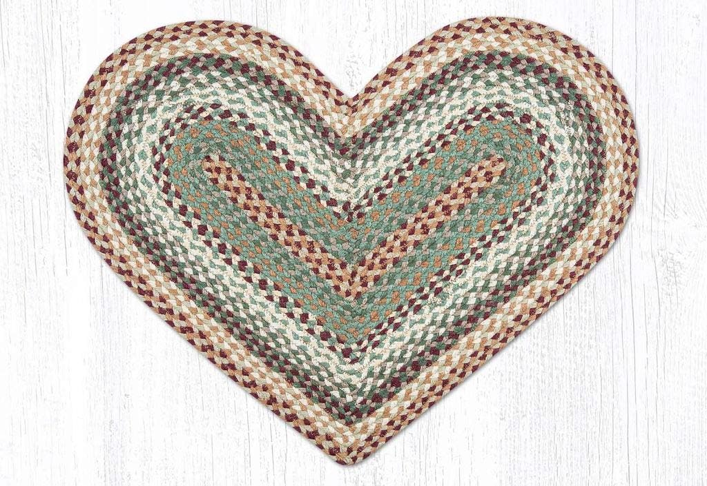 Capitol Importing 10-413 20 x 30 in. Jute Heart Braided Rug - Buttermilk & Cranberry