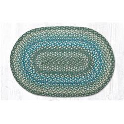 Capitol Importing 13-419 2 x 6 ft. Jute Oval Braided Rug - Sage, Ivory & Settlers Blue