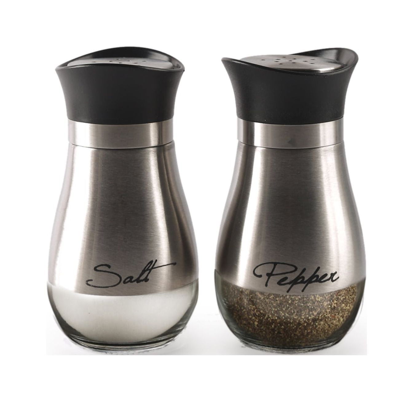 Picture of Circleware 68255/RM Circleware Cafe Contempo SILVER and Glass 2pc salt and pepper r (4.42oz. each)