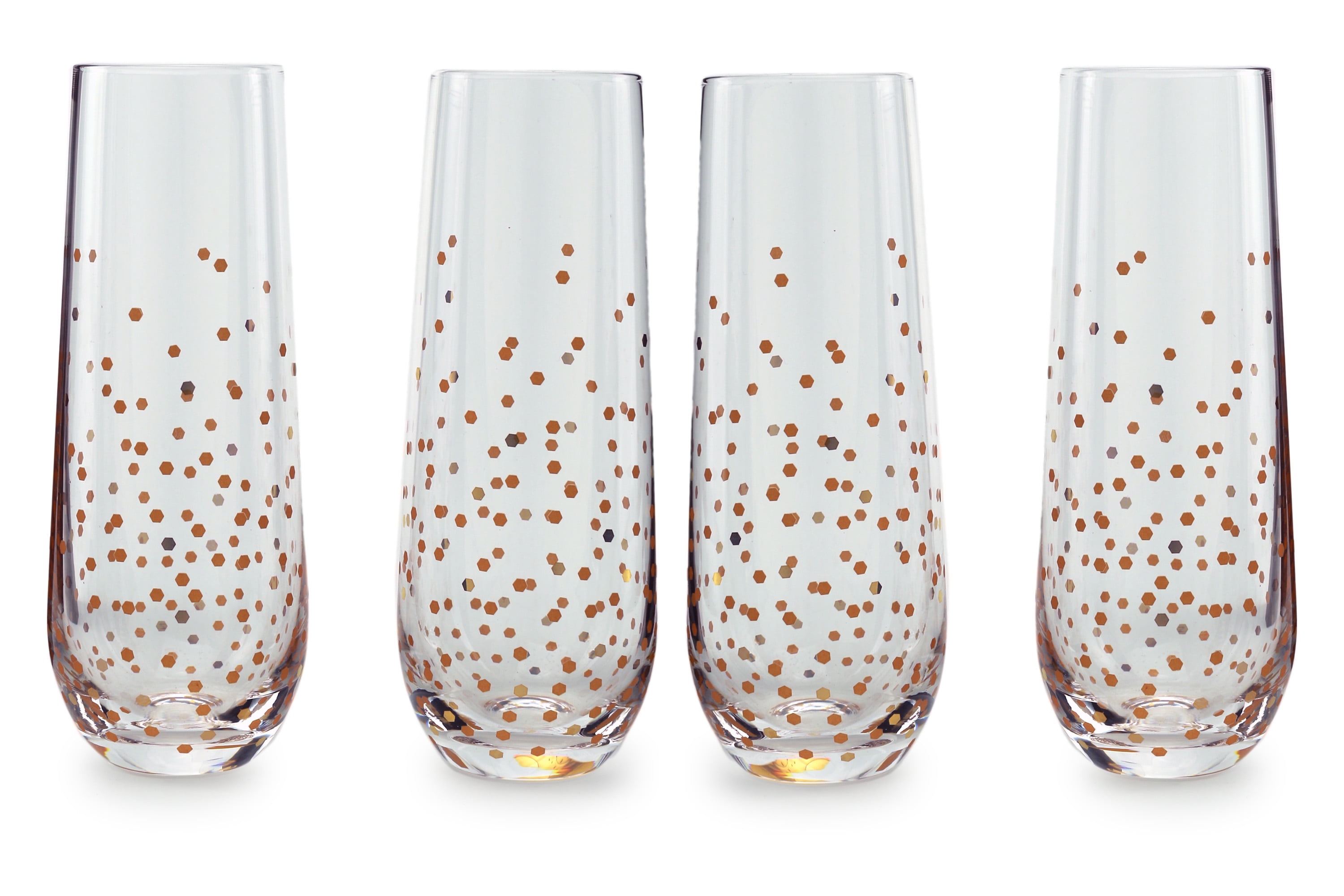 Picture of Circleware 77091/AM Circleware Set of 4 - 10.5oz. Stemless Flute with Gold Confetti Decal