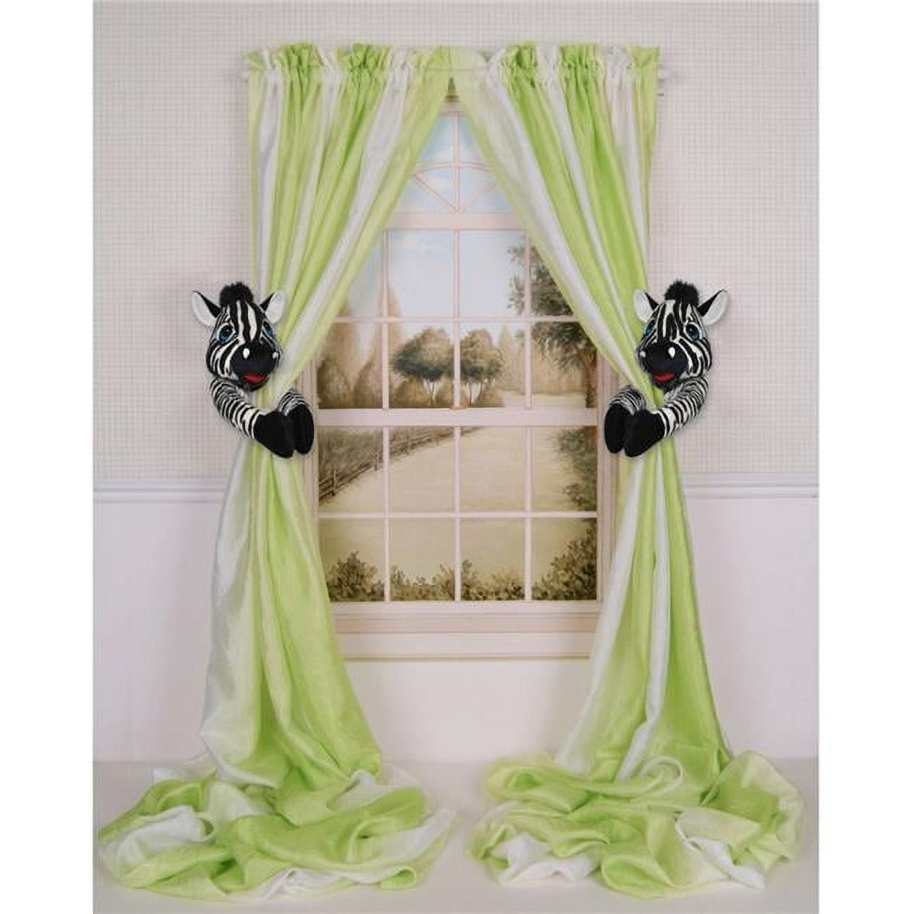 Picture of Curtain Critters ALBWZB460213SET 10 x 5 x 7 in. Plush Safari Zebra Curtain Tieback&#44; Black & White - Set of 2