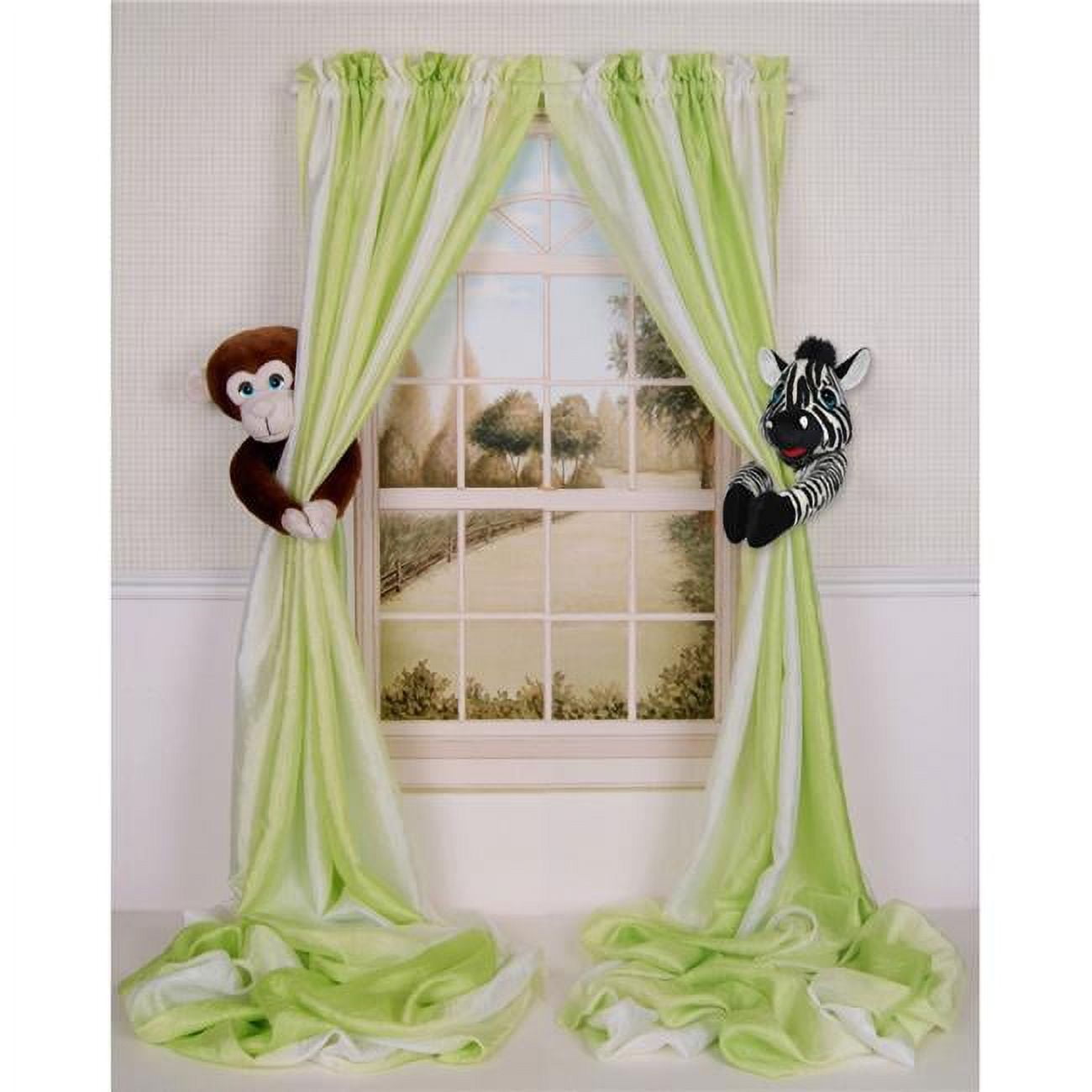 Picture of Curtain Critters ALMYZB490213COL Plush Safari Chocolate Monkey & Zebra Curtain Tieback Collector Set - Chocolate Brown&#44; Black & White