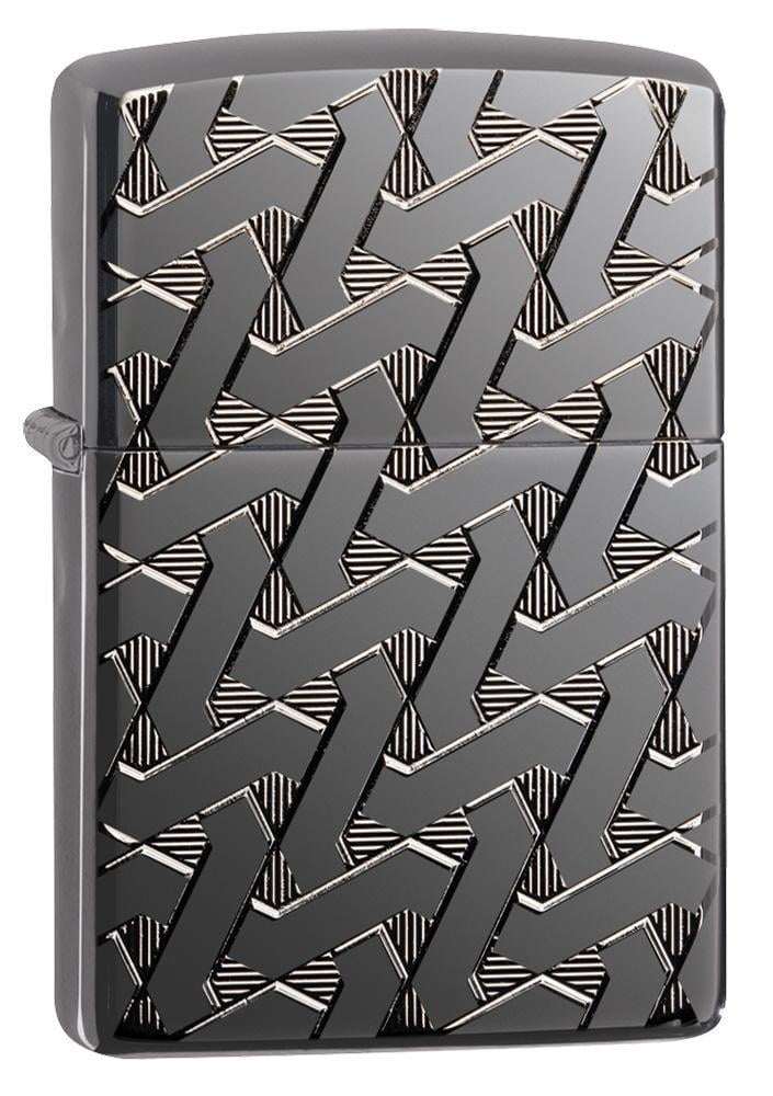 Picture of  49173 Zippo Armor Geometric Weave Design High Polish Black Ice Pocket Lighter