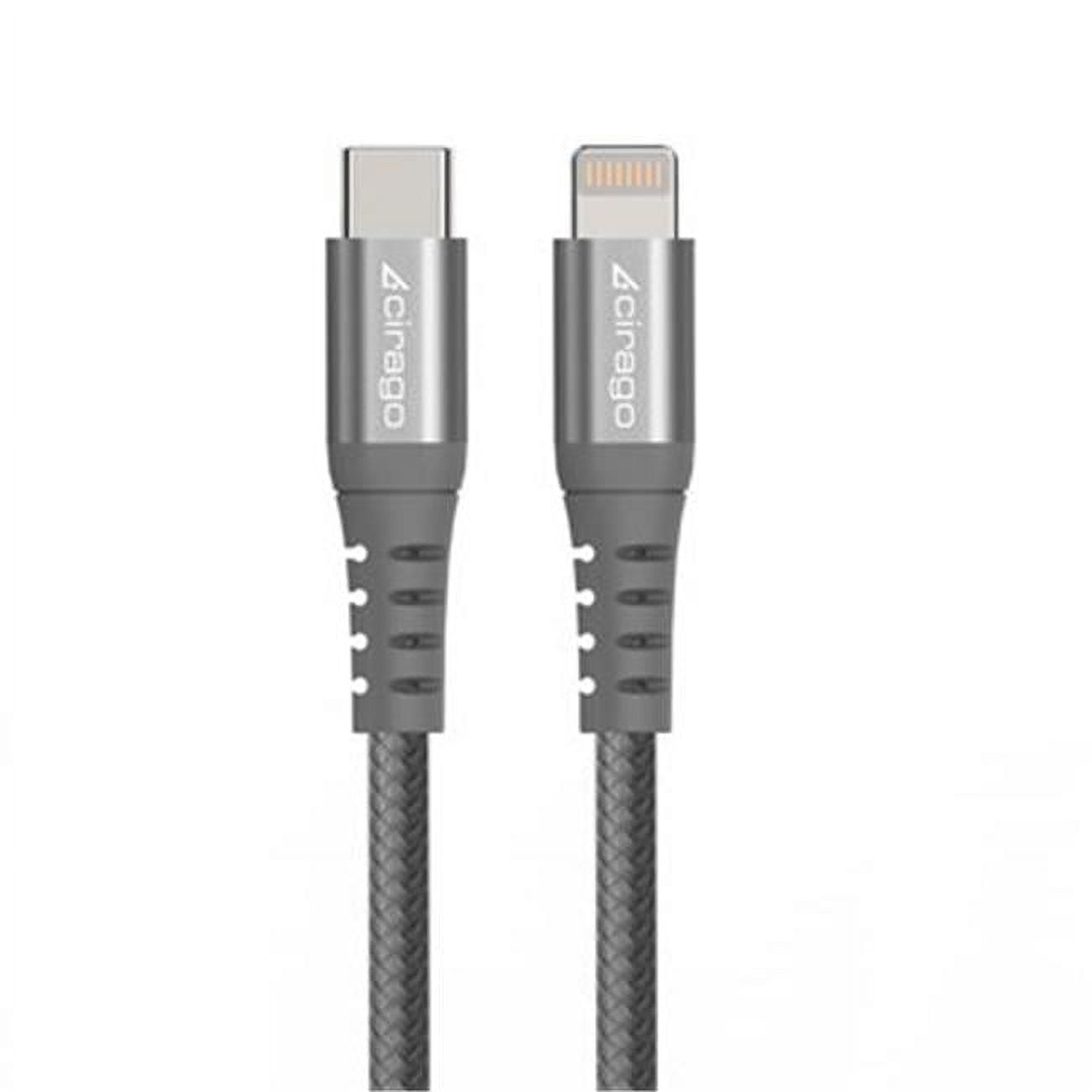 Picture of Cirago International IPL2CBR04GRY 4 ft. USB-C to Lightning Charge & Sync Braided Cable&#44; Space Gray