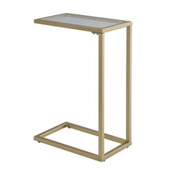 Aggie Glass Top Accent Table - Gold - 25.3 x 10 x 16 in.