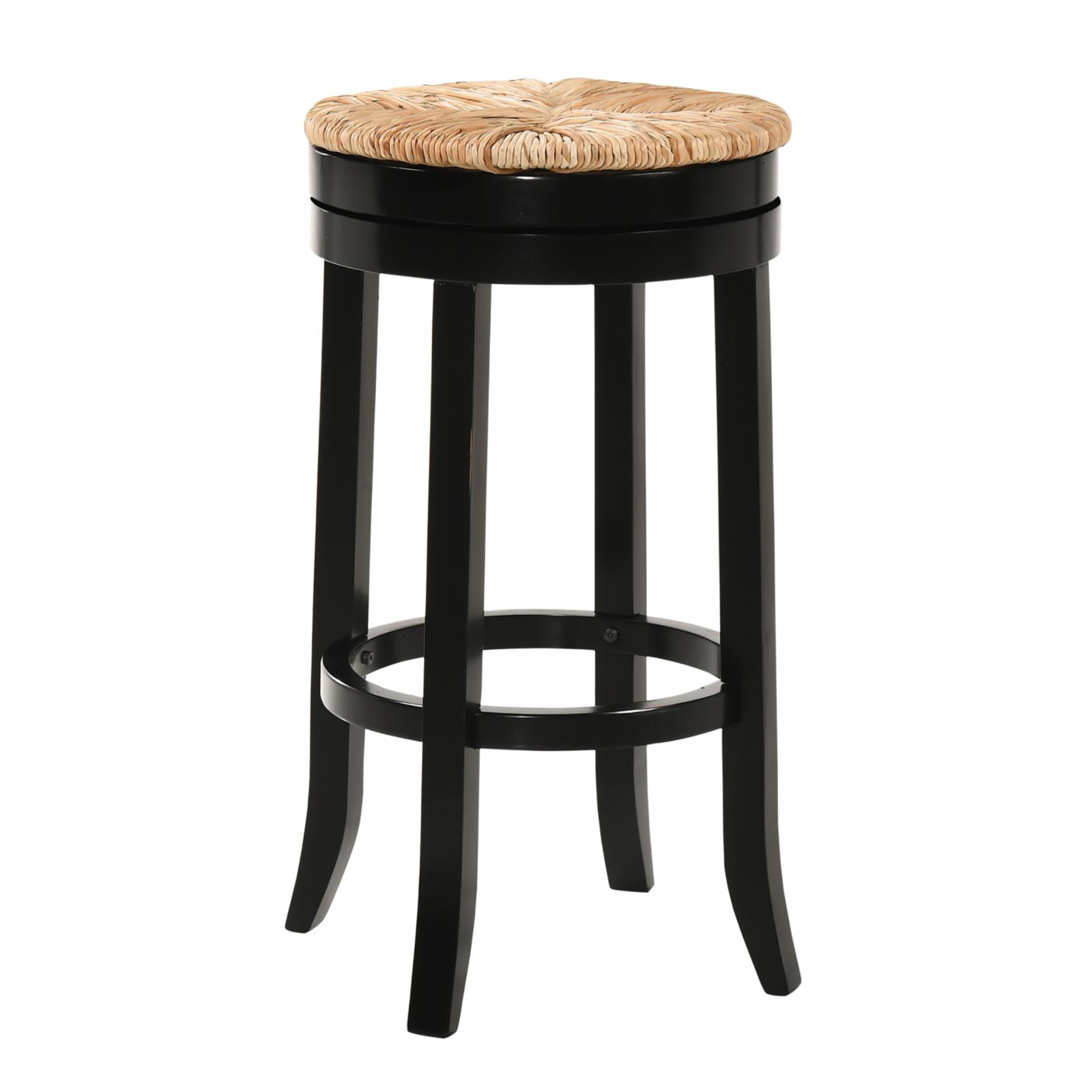 30 in. Irving Swivel Rush Seat Bar Stool, Antique Black