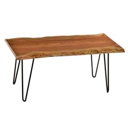 40 in. Rectangle Wood Coffee Table with Live Edge, Natural & Black