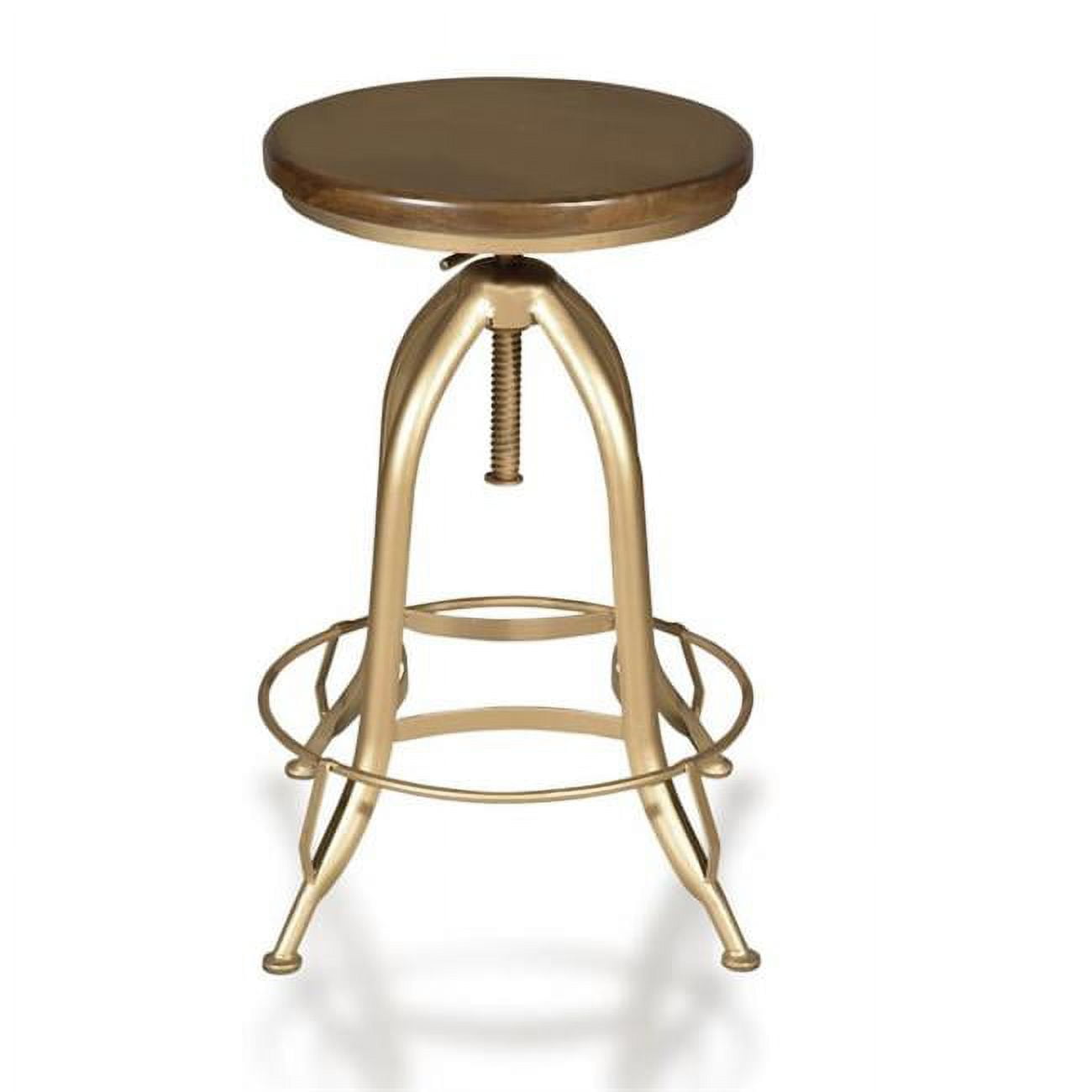 Ryder Adjustable Height Swivel Bar Stool, Elm & Gold