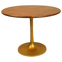 40 in. Alden Wood Top Round Dining Table, Elm & Gold