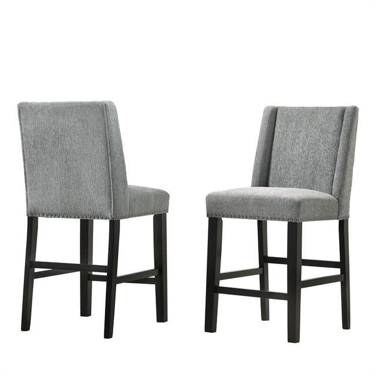 24 in. Laurant Upholstered Counter Stool, Charcoal & Espresso - Set of 2