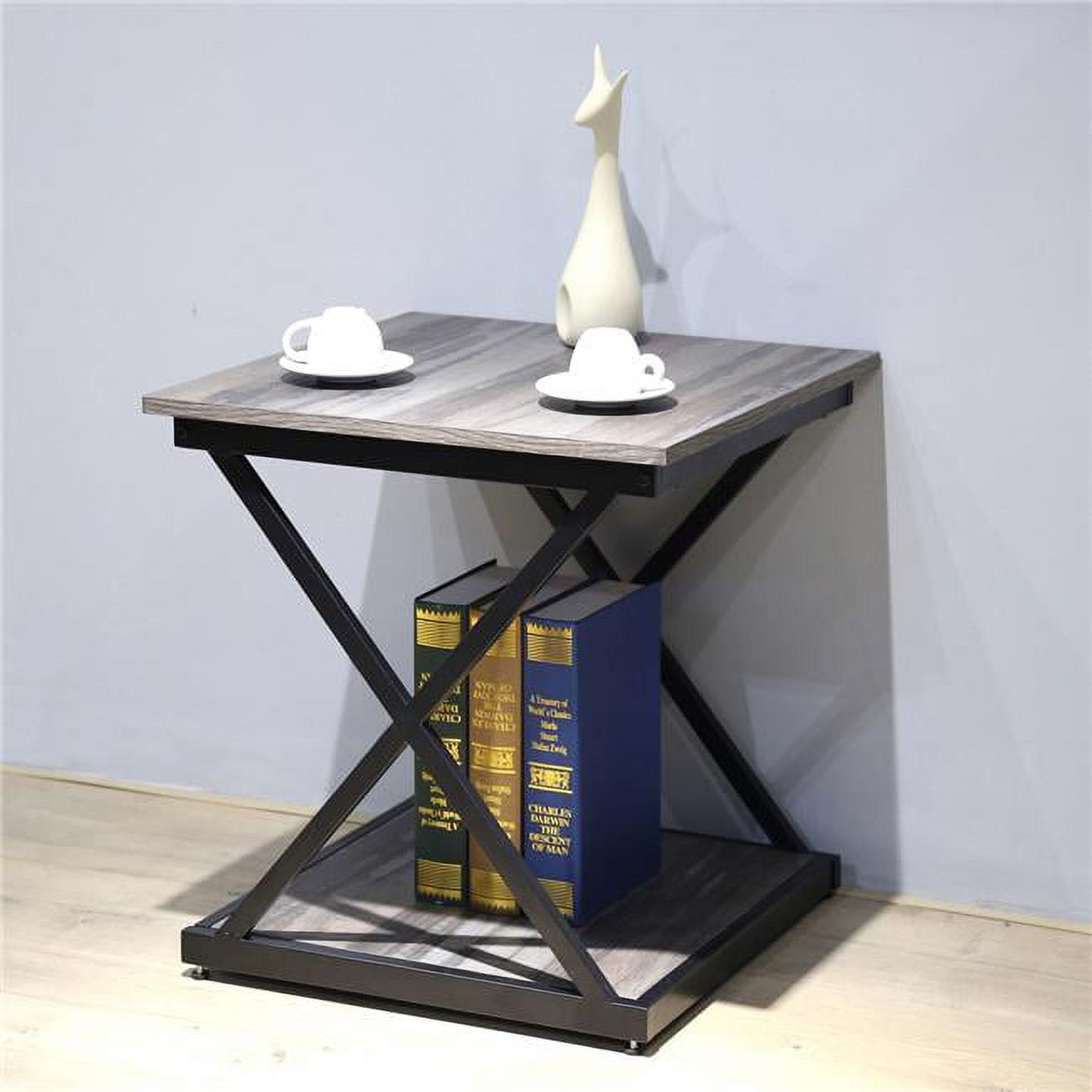Stella Side Table, Weathered Grey & Black