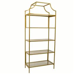 Picture of Carolina Chair CL7030G-GLD Palmer 5 Tier Glass Shelf Bookcase&#44; Gold