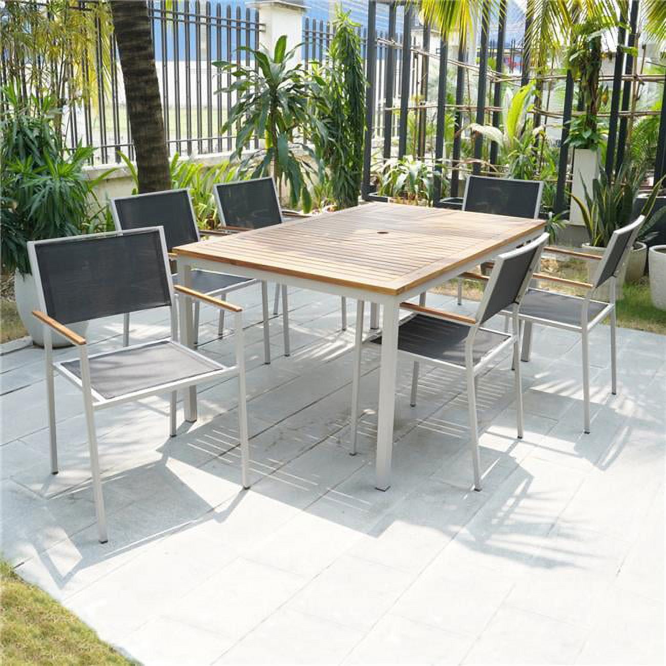 Picture of Carolina Chair 7-CO6329-BLK Braylee Outdoor Dining Set, Black - 7 Piece