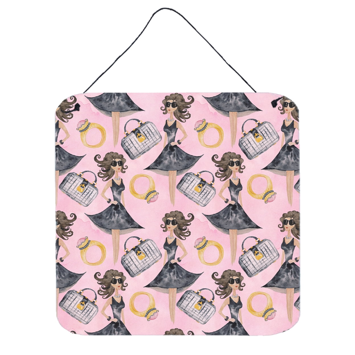 Picture of Carolines Treasures BB7500DS66 Watercolor Fashion Diva on Pink Wall or Door Hanging Prints, 6 x 6 in.
