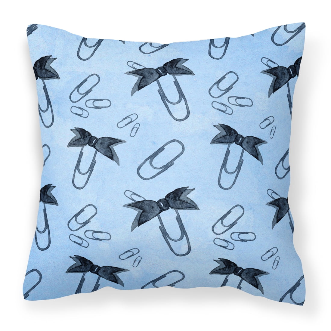 Watercolor Paper Clips Blue Fabric Decorative Pillow - 18 x 18 in.