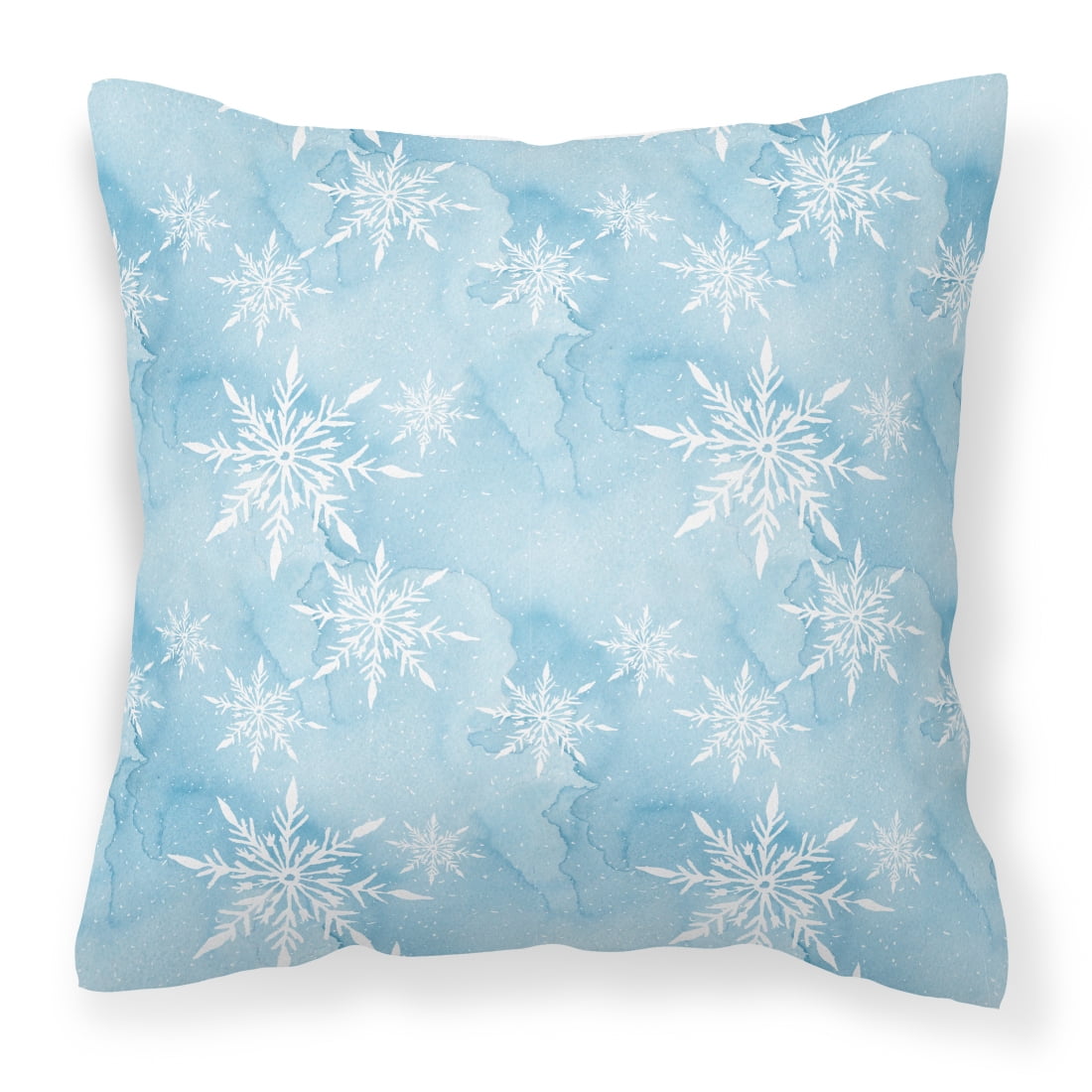 Watercolor Snowflake on Light Blue Fabric Decorative Pillow - 18 x 18 in.