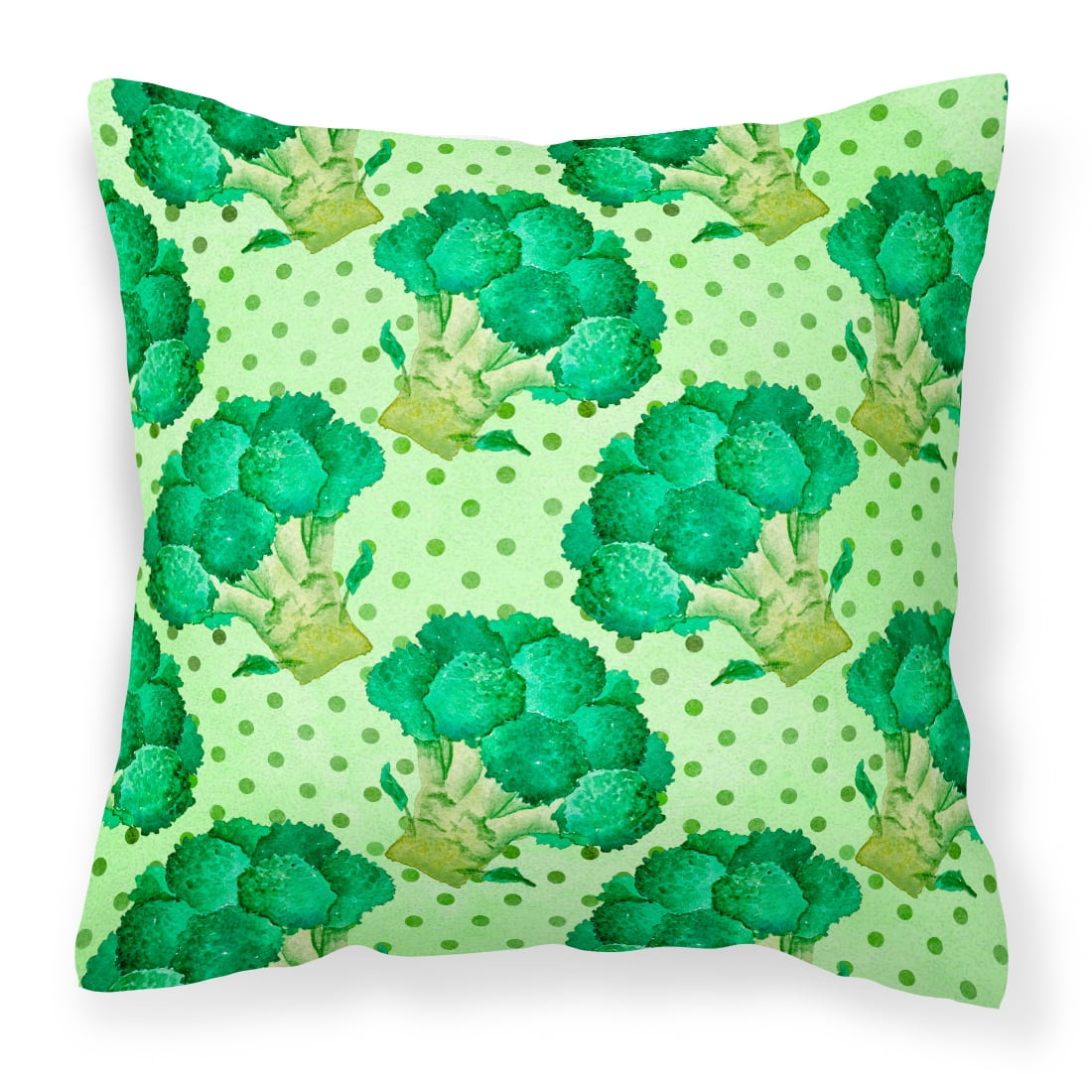 Watercolor Broccoli Fabric Decorative Pillow - 18 x 18 in.
