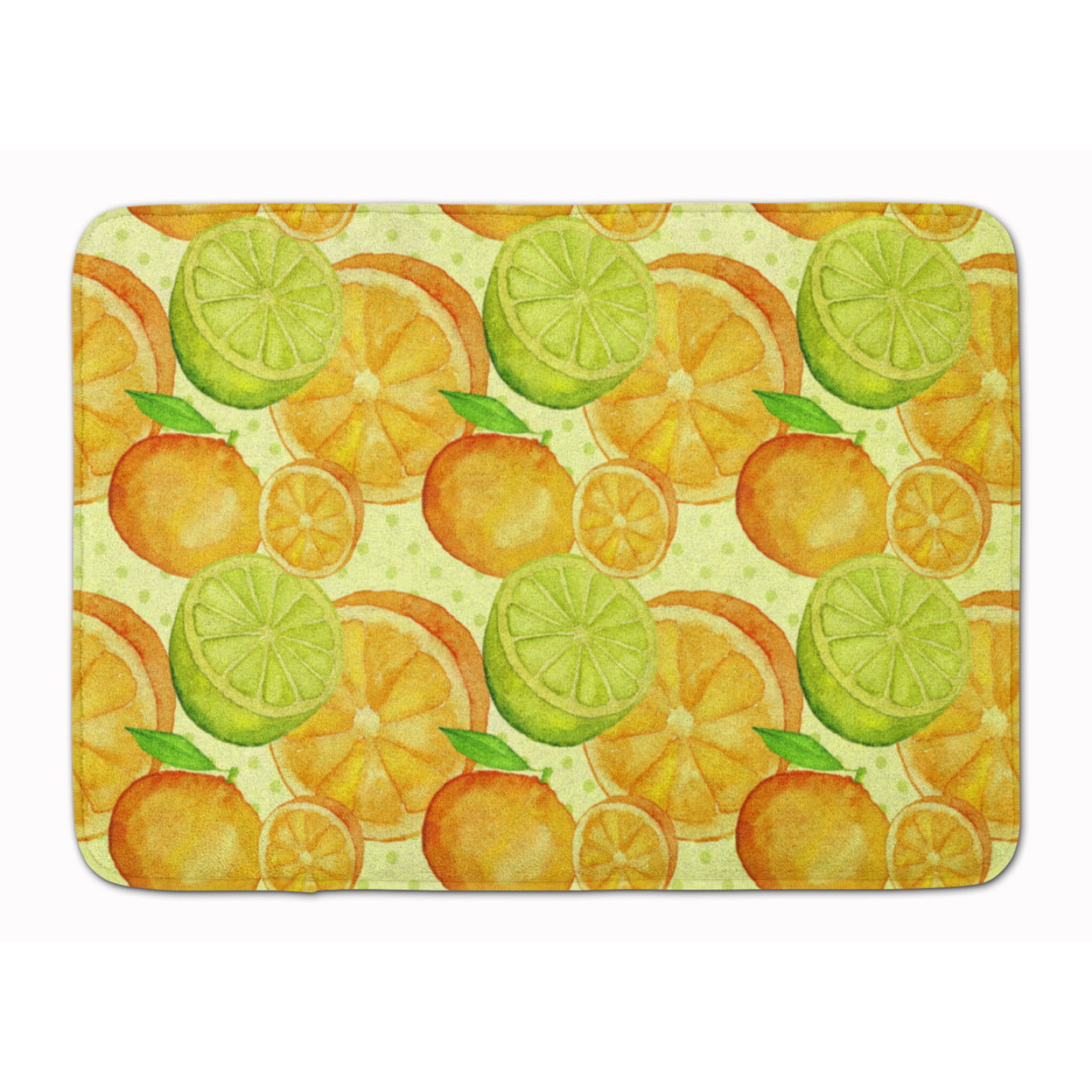 BB7517RUG Watercolor Limes & Oranges Citrus Machine Washable Memory Foam Mat