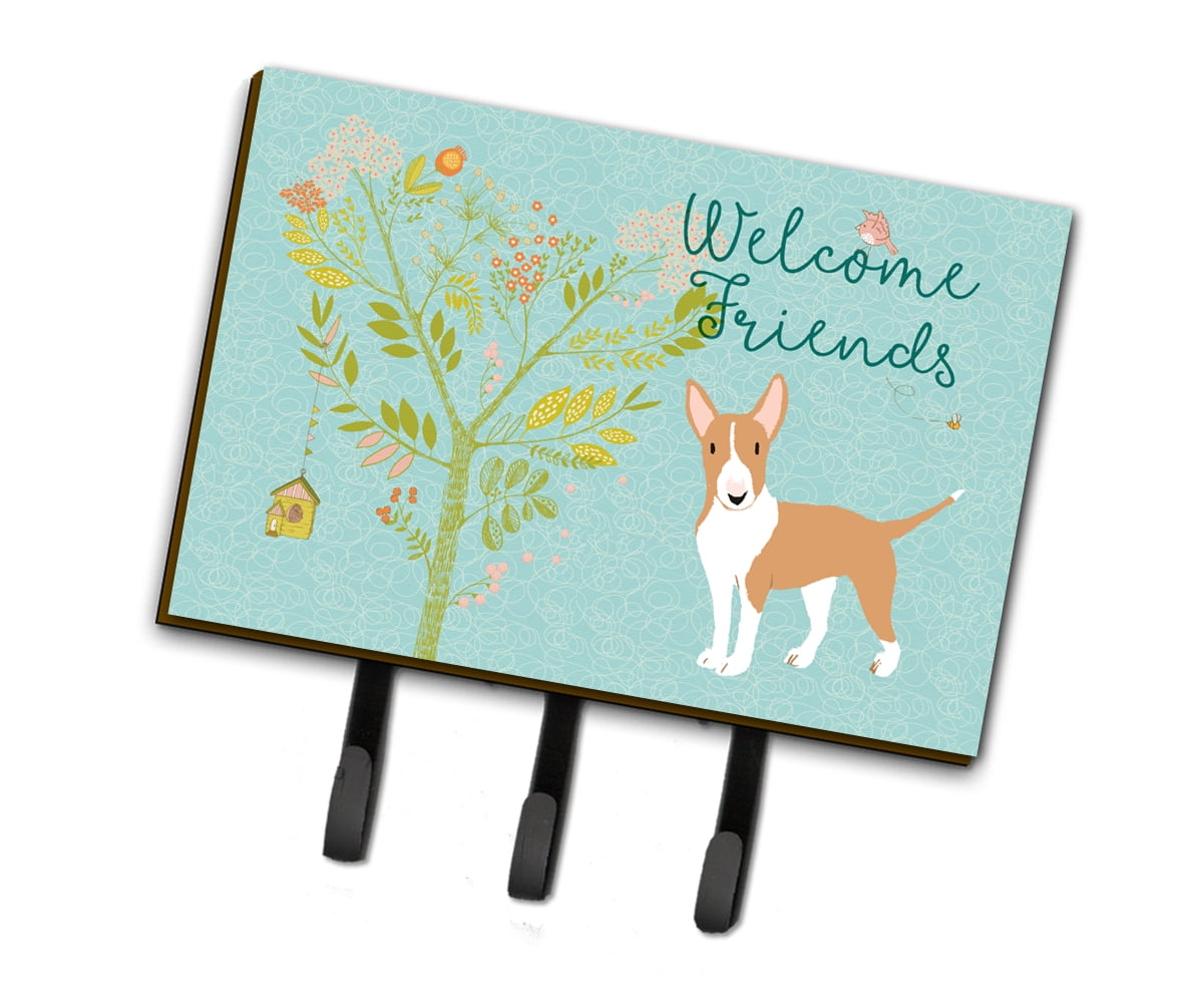 Picture of Carolines Treasures BB7605TH68 Welcome Friends Brown Bull Terrier Leash or Key Holder, 6 x 2 x 9 in.