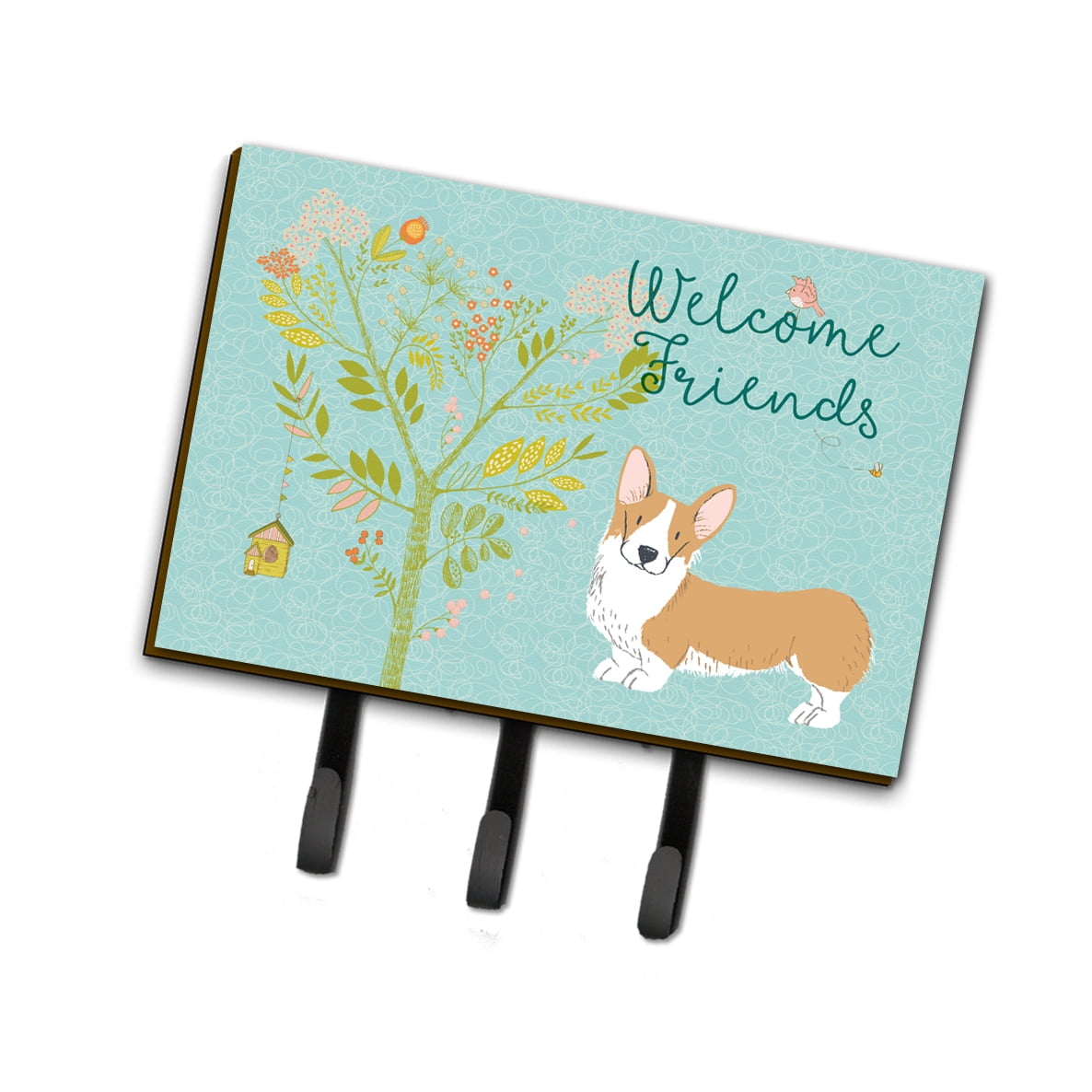 Picture of Carolines Treasures BB7608TH68 Welcome Friends Pembroke Welsh Corgi Red Leash or Key Holder, 6 x 2 x 9 in.